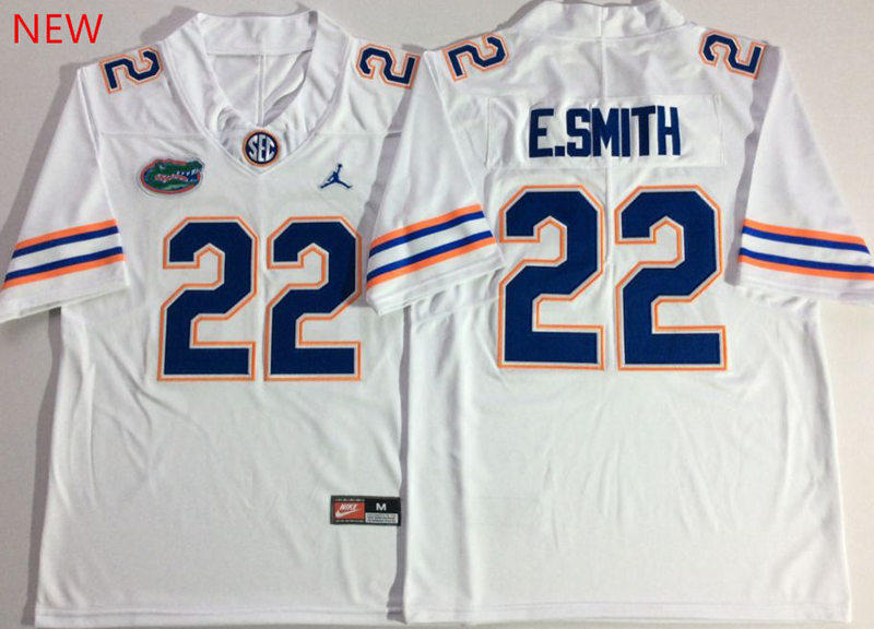 Mens Florida Gators #22 Emmitt Smith White Jordan Brand College Football Game Jersey