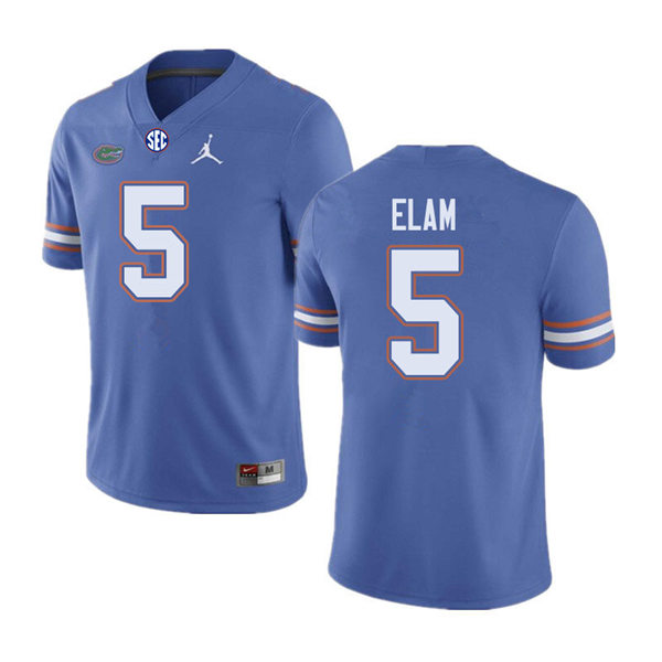 Mens Florida Gators #5 Kaiir Elam Royal Jordan Brand College Football Game Jersey