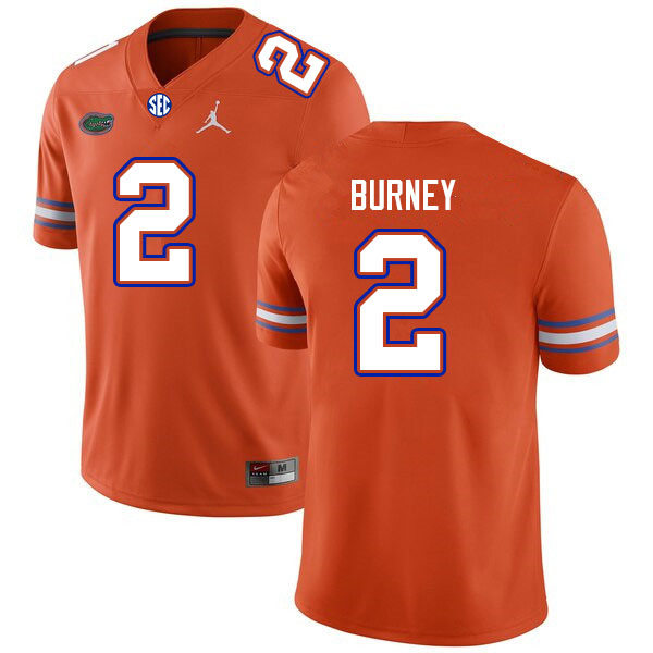 Mens Florida Gators #2 Amari Burney Orange Jordan Brand College Football Game Jersey