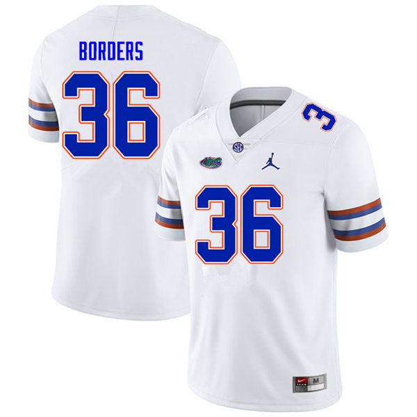 Mens Florida Gators #36 Chief Borders White Jordan Brand College Football Game Jersey