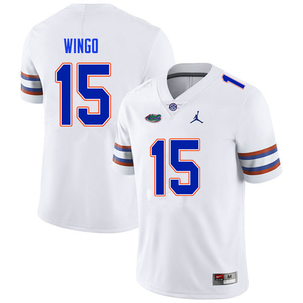 Mens Florida Gators #15 Derek Wingo White Jordan Brand College Football Game Jersey