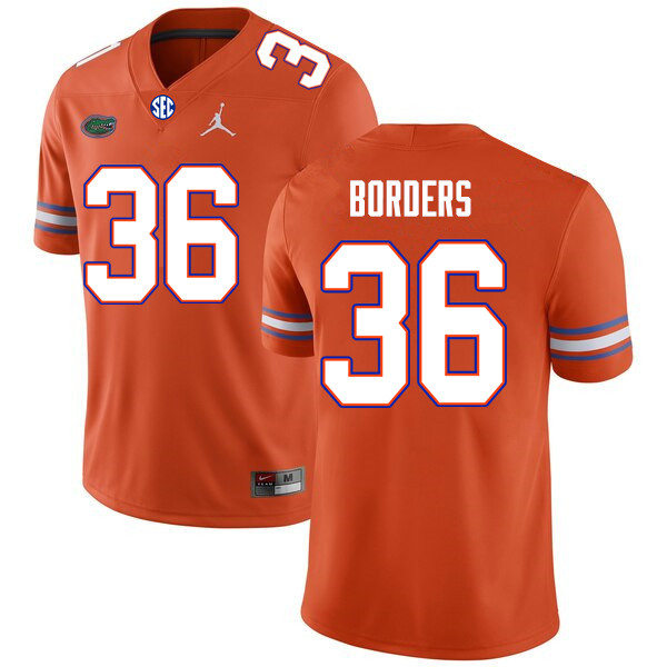 Mens Florida Gators #36 Chief Borders Orange Jordan Brand College Football Game Jersey