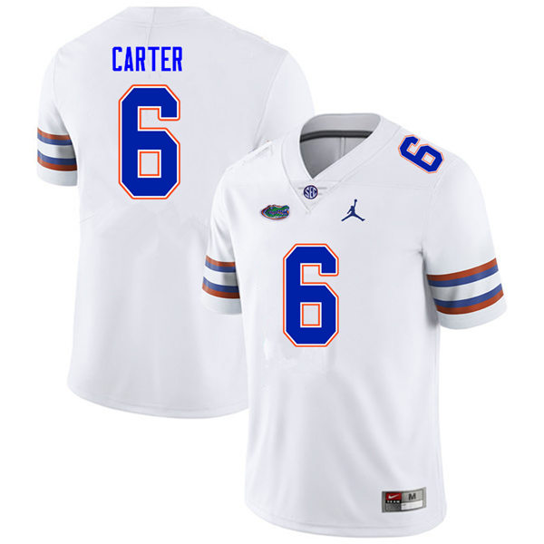 Mens Florida Gators #6 Zachary Carter White Jordan Brand College Football Game Jersey