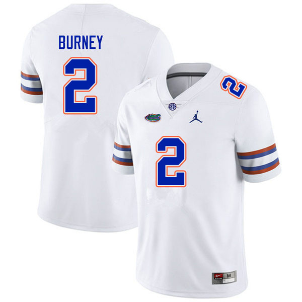 Mens Florida Gators #2 Amari Burney White Jordan Brand College Football Game Jersey