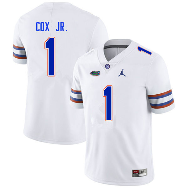 Mens Florida Gators #1 Brenton Cox Jr. White Jordan Brand College Football Game Jersey