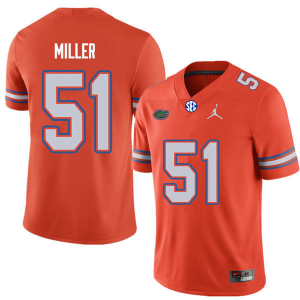 Mens Florida Gators #51 Ventrell Miller Orange Jordan Brand College Football Game Jersey