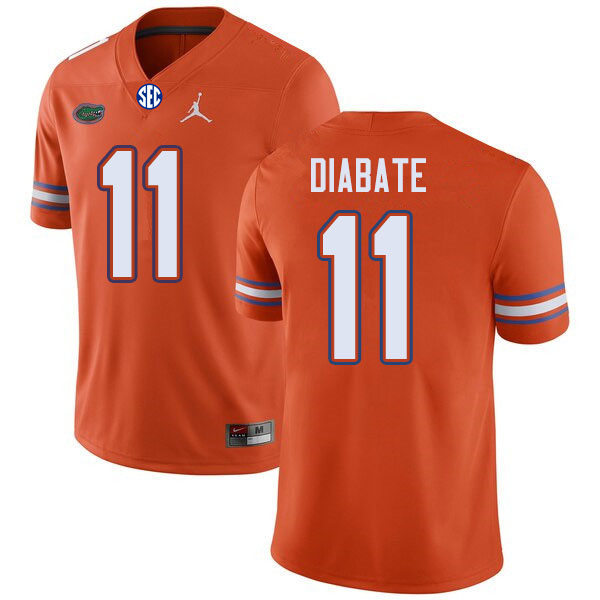 Mens Florida Gators #11 Mohamoud Diabate Orange Jordan Brand College Football Game Jersey