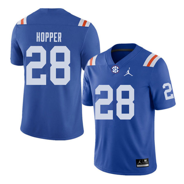Mens Florida Gators #28 Ty'Ron Hopper Jordan Brand Royal Retro 1960's Football Jersey