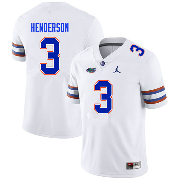 Mens Florida Gators #3 Xzavier Henderson White Jordan Brand College Football Game Jersey