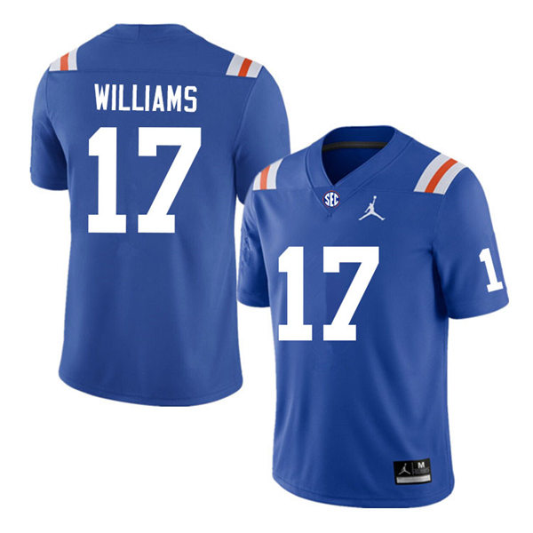 Mens Florida Gators #17 Scooby Williams Jordan Brand Royal Retro 1960's Football Jersey