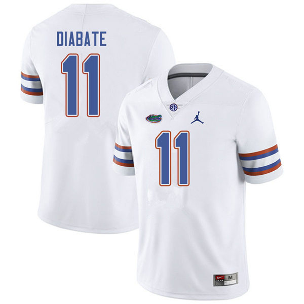 Mens Florida Gators #11 Mohamoud Diabate White Jordan Brand College Football Game Jersey
