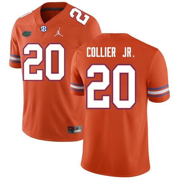 Mens Florida Gators #20 Corey Collier Jr. Orange Jordan Brand College Football Game Jersey