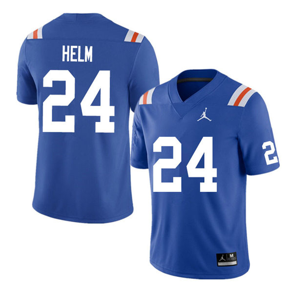 Mens Florida Gators #24 Avery Helm Jordan Brand Royal Retro 1960's Football Jersey