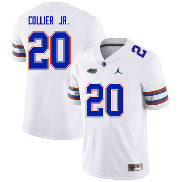 Mens Florida Gators #20 Corey Collier Jr. White Jordan Brand College Football Game Jersey