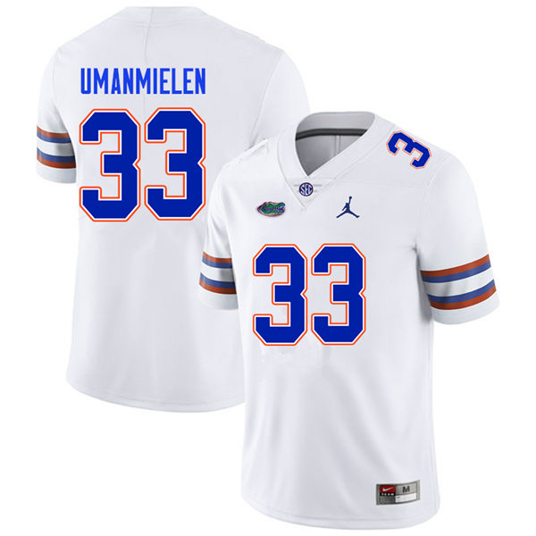 Mens Florida Gators #33 Princely Umanmielen White Jordan Brand College Football Game Jersey