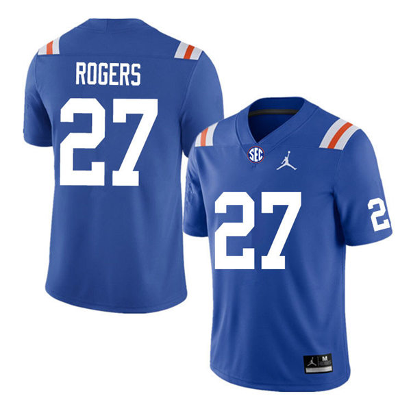 Mens Florida Gators #27 Jahari Rogers Jordan Brand Royal Retro 1960's Football Jersey