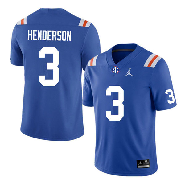 Mens Florida Gators #3 Xzavier Henderson Jordan Brand Royal Retro 1960's Football Jersey