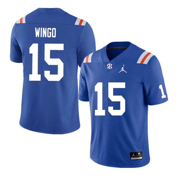 Mens Florida Gators #15 Derek Wingo Jordan Brand Royal Retro 1960's Football Jersey