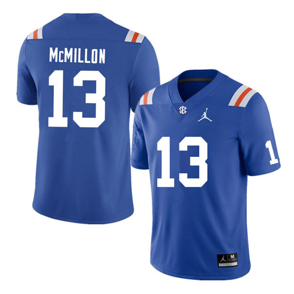 Mens Florida Gators #13 Donovan McMillon Jordan Brand Royal Retro 1960's Football Jersey