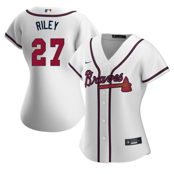 Womens Atlanta Braves #27 Austin Riley Nike Home White Cool Base Jersey