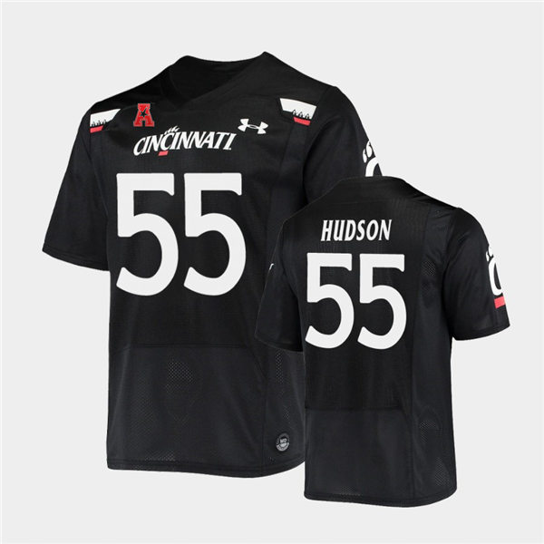 Mens Cincinnati Bearcats #55 James Hudson Under Armour Black College Football Game Jersey