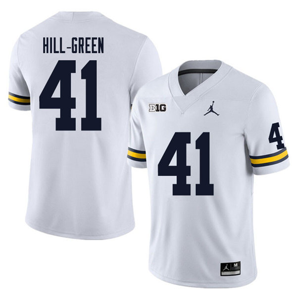 Mens Michigan Wolverines #41 Nikhai Hill-Green Jordan Brand White College Football Game Jersey
