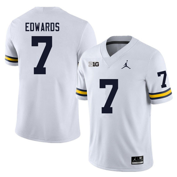 Mens Michigan Wolverines #7 Donovan Edwards Jordan Brand White College Football Game Jersey