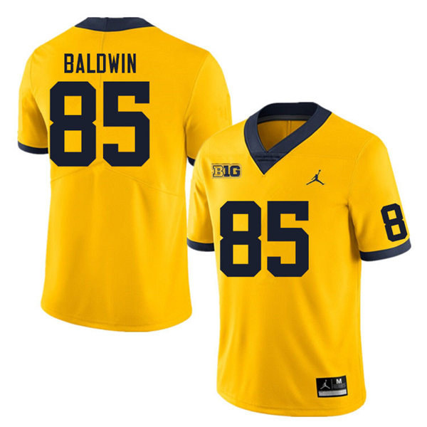 Mens Michigan Wolverines #85 Daylen Baldwin Jordan Brand Gold College Football Game Jersey