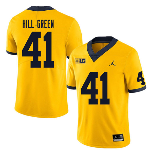 Mens Michigan Wolverines #41 Nikhai Hill-Green  Jordan Brand Gold College Football Game Jersey