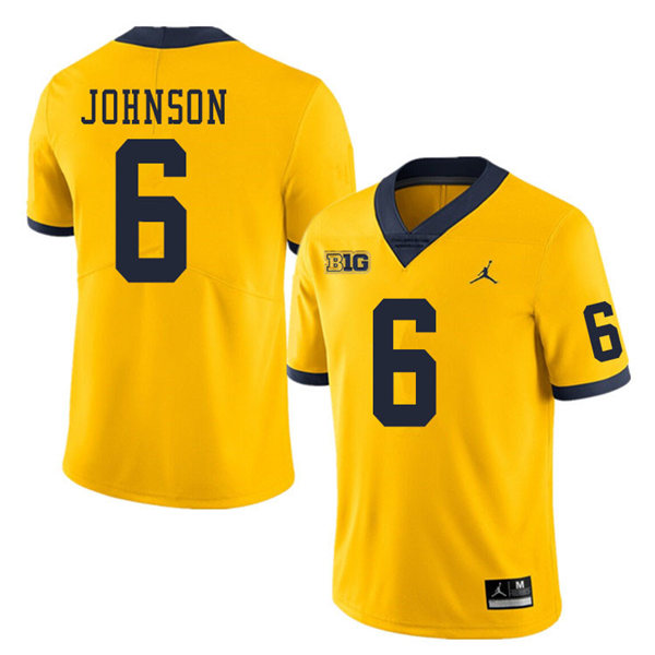 Mens Michigan Wolverines #6 Cornelius Johnson Jordan Brand Gold College Football Game Jersey