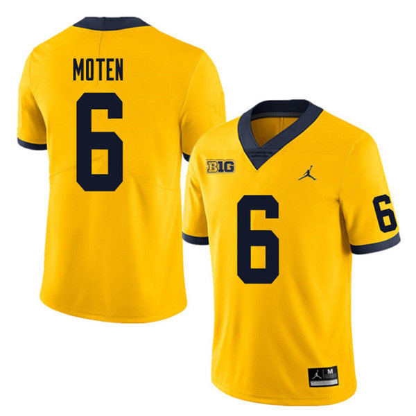 Mens Michigan Wolverines #6 R.J. Moten Jordan Brand Gold College Football Game Jersey