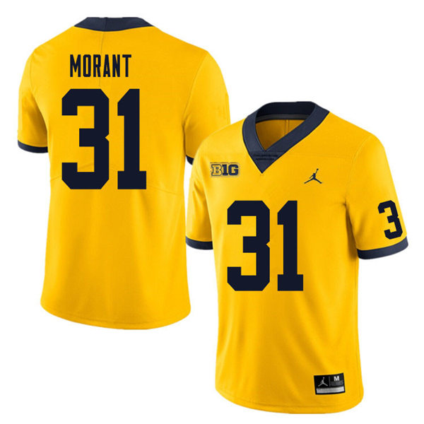Mens Michigan Wolverines #31 Jordan Morant Jordan Brand Gold College Football Game Jersey