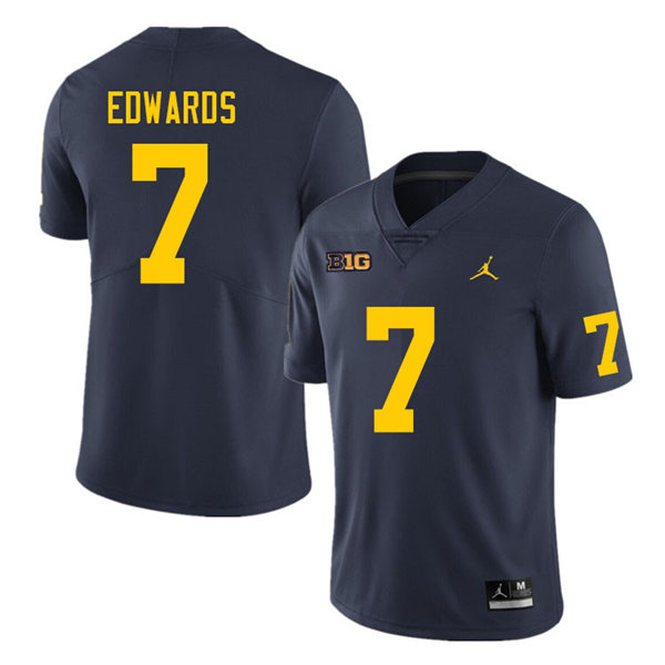 Mens Michigan Wolverines #7 Donovan Edwards Jordan Brand Navy College Football Game Jersey