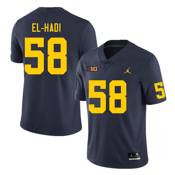 Mens Michigan Wolverines #58 Giovanni El-Hadi Jordan Brand Navy College Football Game Jersey