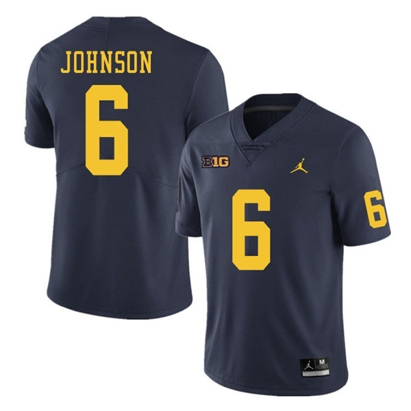Mens Michigan Wolverines #6 Cornelius Johnson Jordan Brand Navy College Football Game Jersey
