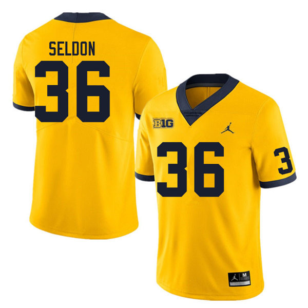 Mens Michigan Wolverines #36 Andre Seldon Jordan Brand Gold College Football Game Jersey