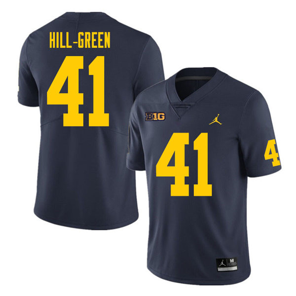 Mens Michigan Wolverines #41 Nikhai Hill-Green Jordan Brand Navy College Football Game Jersey