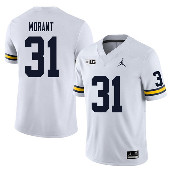 Mens Michigan Wolverines #31 Jordan Morant Jordan Brand White College Football Game Jersey