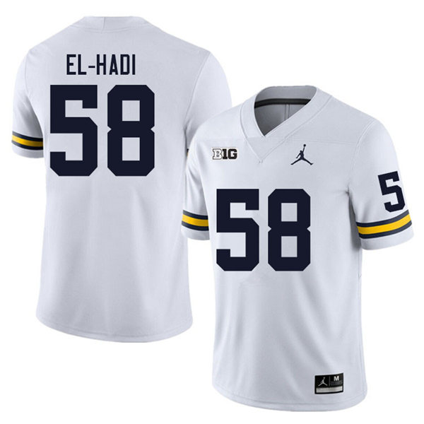 Mens Michigan Wolverines #58 Giovanni El-Hadi Jordan Brand White College Football Game Jersey