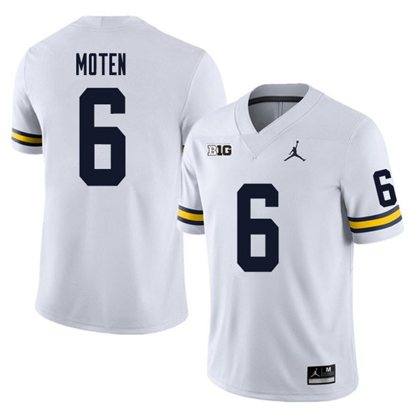 Mens Michigan Wolverines #6 R.J. Moten Jordan Brand White College Football Game Jersey
