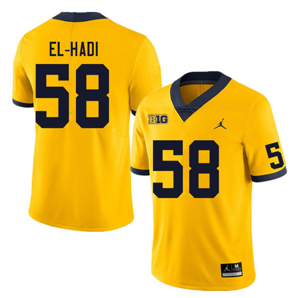 Mens Michigan Wolverines #58 Giovanni El-Hadi Jordan Brand Gold College Football Game Jersey