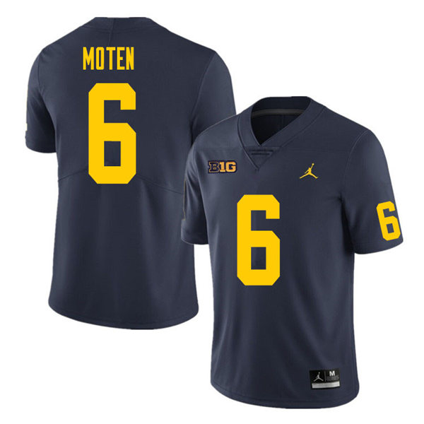 Mens Michigan Wolverines #6 R.J. Moten Jordan Brand Navy College Football Game Jersey