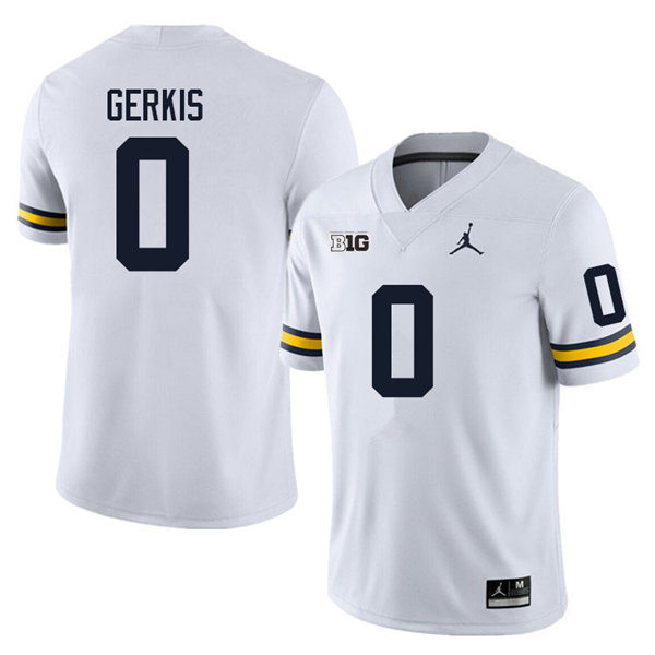 Mens Michigan Wolverines #0 Giles Jackson Jordan Brand White College Football Game Jersey