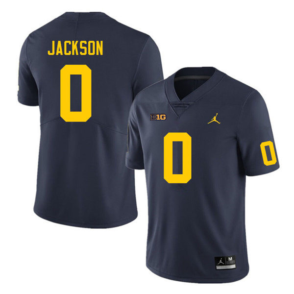 Mens Michigan Wolverines #0 Giles Jackson Jordan Brand Navy College Football Game Jersey