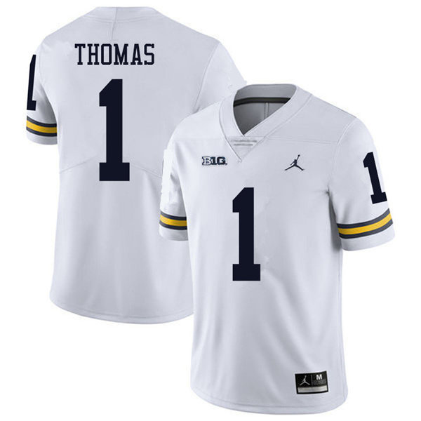 Mens Michigan Wolverines #1 Ambry Thomas Jordan Brand White College Football Game Jersey