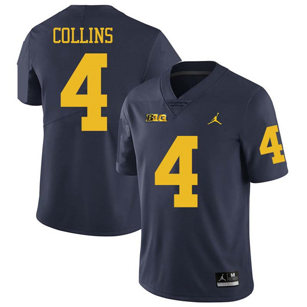 Mens Michigan Wolverines #4 Nico Collins Jordan Brand Navy College Football Game Jersey