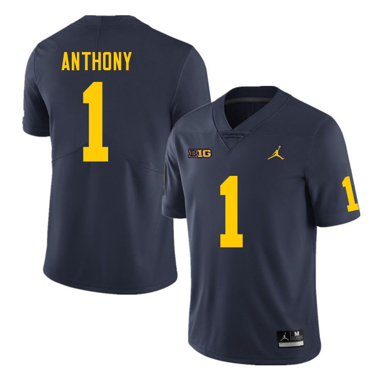 Mens Michigan Wolverines #1 Andrel Anthony Navy Jordan Brand College Football Game Jersey