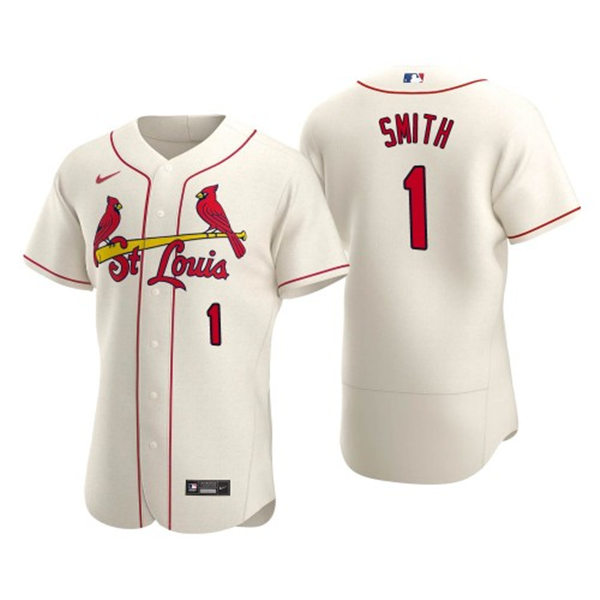 Mens St. Louis Cardinals Retired Player #1 Ozzie SmithNike Cream Alternate Flex Base Player Jersey 