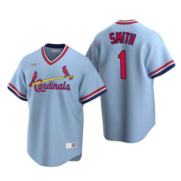 Mens St. Louis Cardinals Retired Player #1 Ozzie Smith Nike Light Blue Pullover Cooperstown Collection Jersey