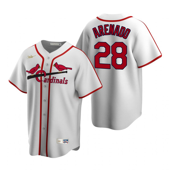Mens St. Louis Cardinals #28 Nolan Arenado Nike White Cooperstown Collection Jersey